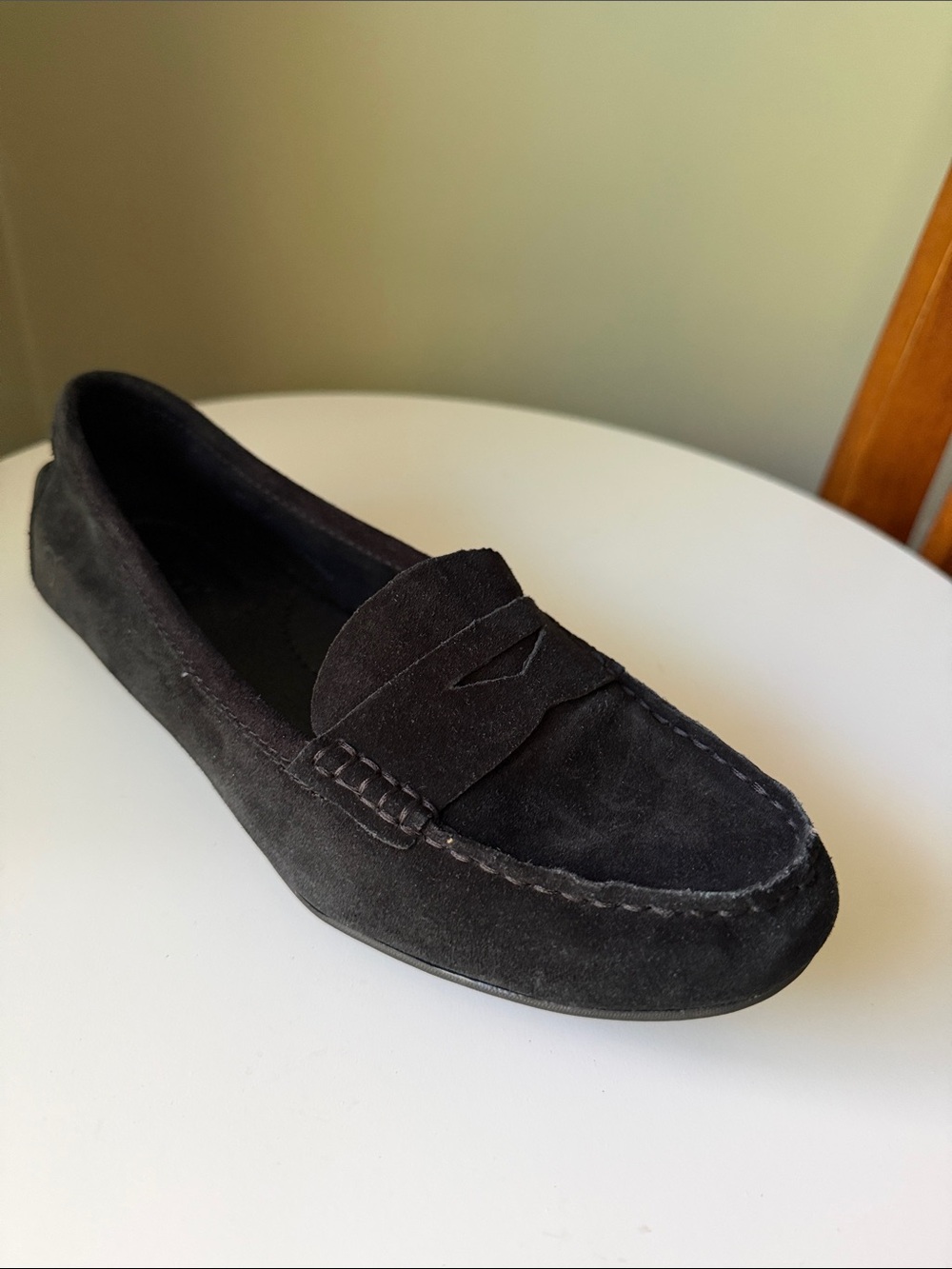 Børn Black Suede Penny Loafer Driving Moccasins Women’s Size 8